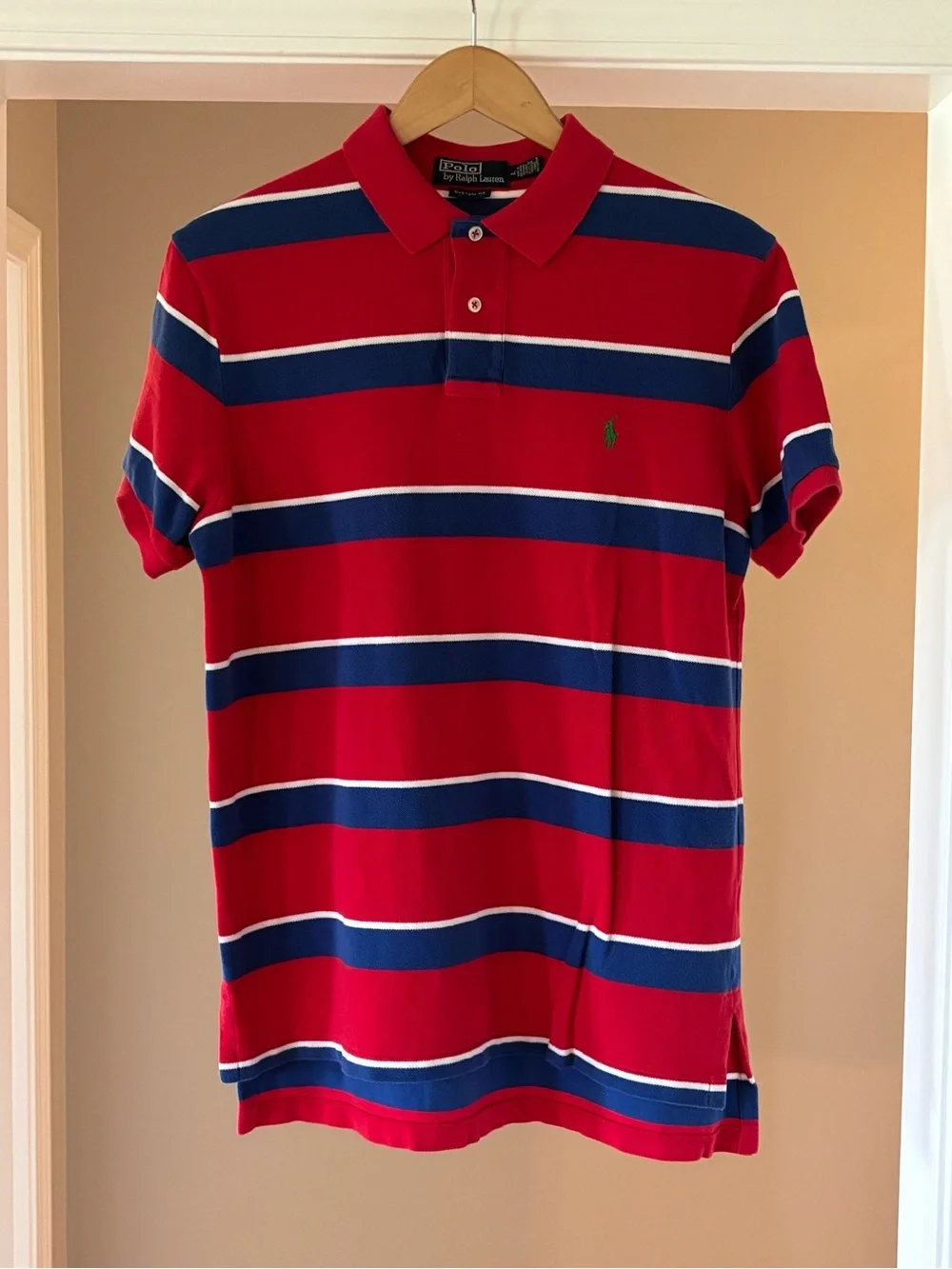 Ralph Lauren Red, Blue & White Striped Polo Shirt